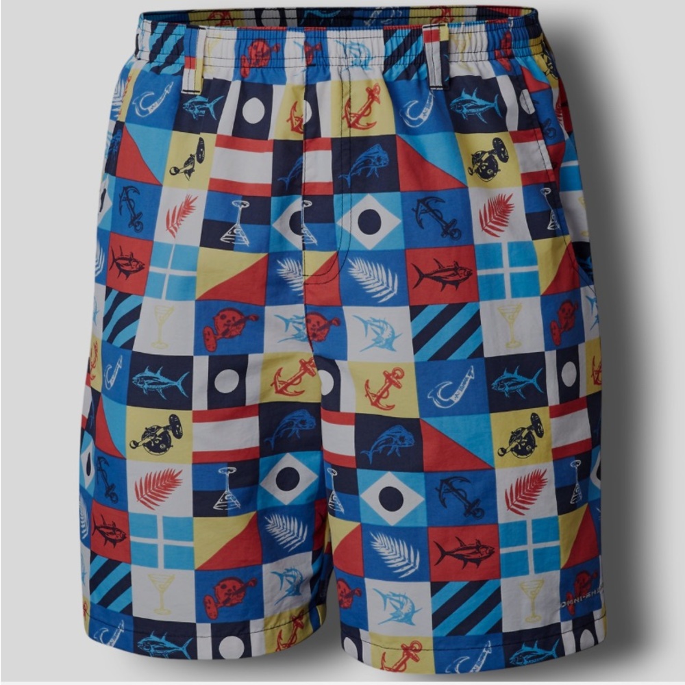 Columbia PFG Performance Fishing Gear Swim Shorts Nautical Theme